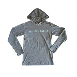 Pursell Farms Comfort Colors Washed Gray Long Sleeve Hooded T Shirt Small Adult